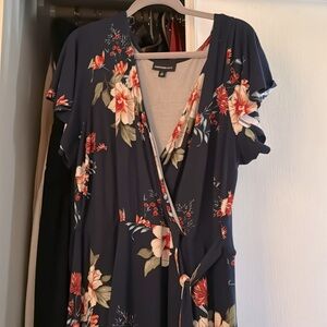 super comfortable faux floral wrap dress . Wear for business or casual.